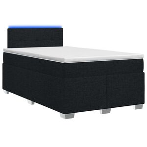 vidaXL Boxspring s&auml;ng med madrass och LED Svart 120 x 190 cm Tyg