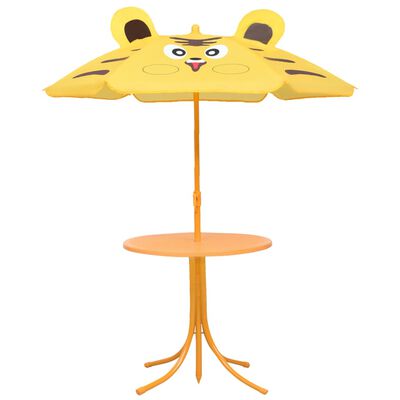 vidaXL Caféset för barn med parasoll 3 delar gul