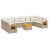 vidaXL Loungegrupp f&ouml;r tr&auml;dg&aring;rden m. dynor 11 delar beige konstrotting