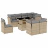 vidaXL Soffgrupp f&ouml;r tr&auml;dg&aring;rden med dynor 9 delar beige konstrotting