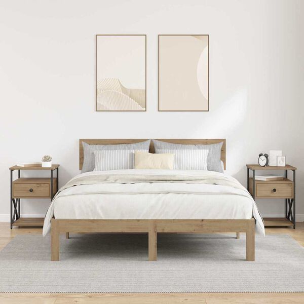 vidaXL Nattduksbord 2 pcs Artisan Ek 40 x 42 x 55 cm Konstruerat tr&auml;