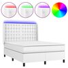 vidaXL Rams&auml;ng med madrass & LED vit 140x190 cm konstl&auml;der
