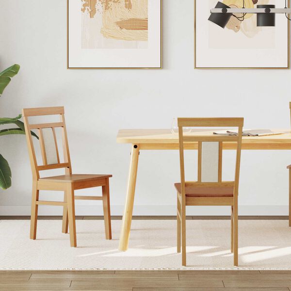 vidaXL Matstol 2 pcs Naturf&auml;rg Massiv Gummitr&auml;