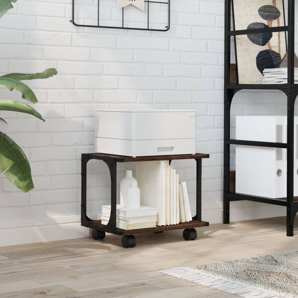 vidaXL Skrivarställ 2 hyllor brun ek 41x28x33,5 cm konstruerat trä