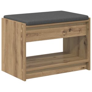 vidaXL Hallb&auml;nk Artisan Ek 63 x 38 x 45 cm Konstruerat Tr&auml; och Tyg