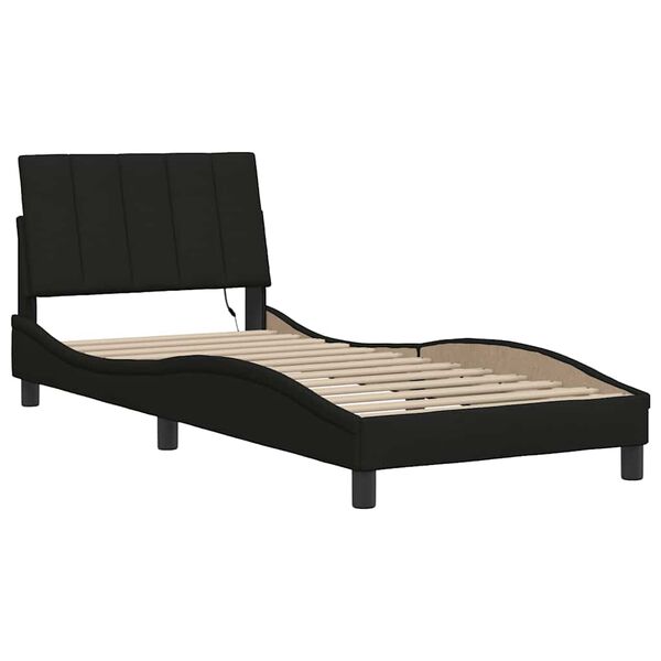 vidaXL Bed Frame without Mattress "Hanko" Black 90x190cm Fabric