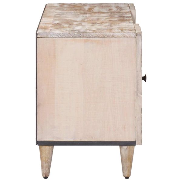 vidaXL TV-sk&aring;p med lagring Vit 105 x 33,5 x 46 cm Massivt mangotr&auml;