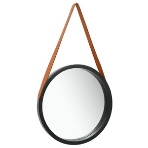 vidaXL V&auml;ggspegel med rem 40 cm svart