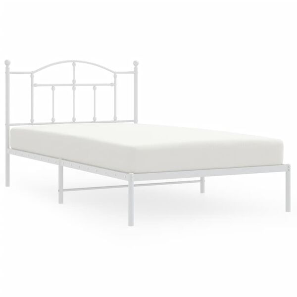 vidaXL Sängram med huvudgavel metall vit 107x203 cm