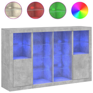 vidaXL Sk&auml;nkar med LED-belysning 3 st betonggr&aring; konstruerat tr&auml;