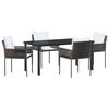 vidaXL Tr&auml;dg&aring;rdsm&ouml;belset 5 pcs Brun och svart PE Rattan