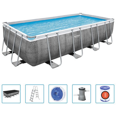 Bestway Pool Power Steel med tillbehör rektangulär 488x244x122 cm