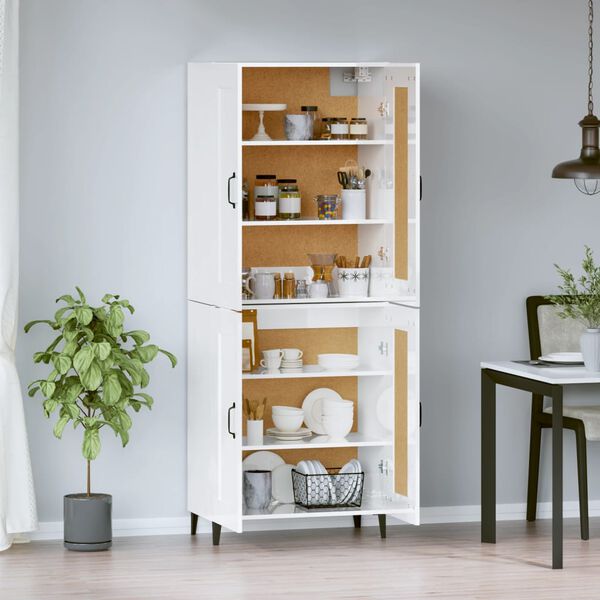 vidaXL H&ouml;gsk&aring;p h&ouml;gglans vit 69,5x34x180 cm konstruerat tr&auml;