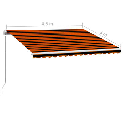 vidaXL Markis manuellt infällbar 450x300 cm orange och brun