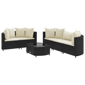 vidaXL Loungegrupp med dynor 6 delar svart konstrotting