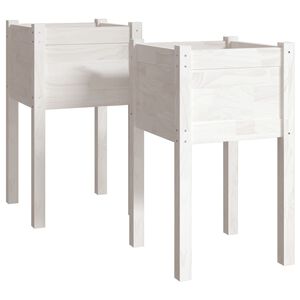 vidaXL Odlingsl&aring;dor 2 st vit 40x40x70 cm massiv furu