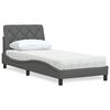 vidaXL Bed with Mattress Dark Grey 90x190 cm Fabric