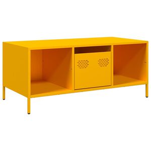 vidaXL Soffbord senapsgul 101,5x50x43,5 cm kallvalsat st&aring;l