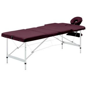 vidaXL Hopf&auml;llbar massageb&auml;nk 3 sektioner aluminium m&ouml;rklila