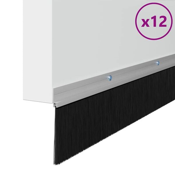 vidaXL Skruvmonterade d&ouml;rrborstt&auml;tningslister 12 pcs Silver 100 cm