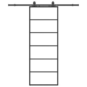 vidaXL Skjutd&ouml;rr med beslag svart 76x205 cm ESG-glas