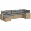vidaXL Matgrupp f&ouml;r tr&auml;dg&aring;rden med dynor 7 delar beige konstrotting