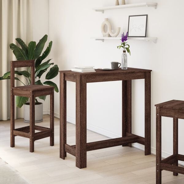 vidaXL Barbord brun ek 102x50x103,5 cm konstruerat trä