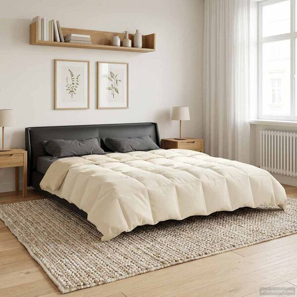 vidaXL Full &Aring;rs-Duvet Quiltad Kr&auml;m 220 x 240 cm Mikrofiber