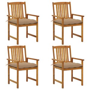 vidaXL Tr&auml;dg&aring;rdsstolar med dynor 4 st massivt akaciatr&auml;