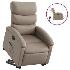vidaXL Reclinerf&aring;t&ouml;lj med uppresningshj&auml;lp cappuccino konstl&auml;der