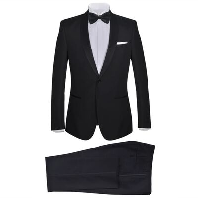 130822 vidaXL Men's Two Piece Black Tie Dinner Suit/Smoking Tuxedo Size 46 Black