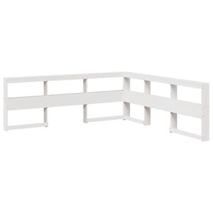 vidaXL Bokhylla s&auml;nggavel L-formad vit 200 cm massiv furu