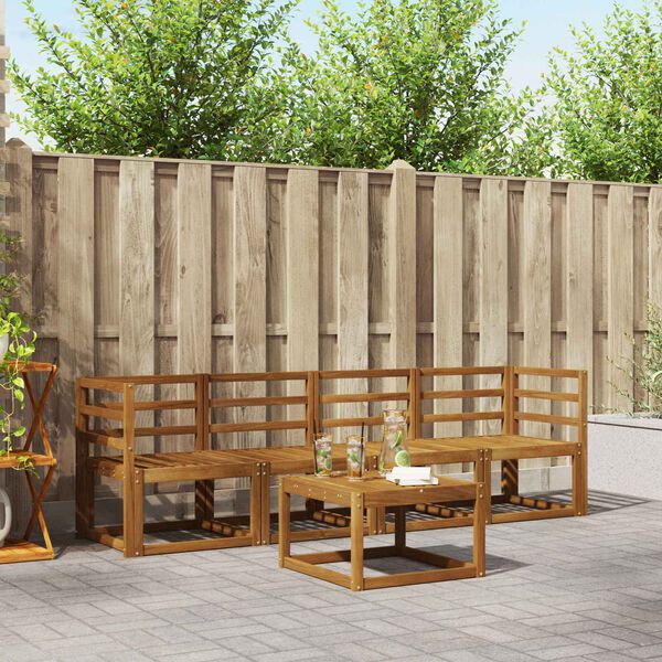 vidaXL Utomhussoffset 5 pcs Naturf&auml;rg Massivt Akaciatr&auml;