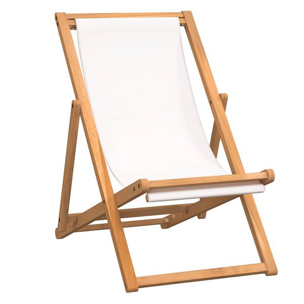 vidaXL Strandstol teakträ 56x105x96 cm gräddvit