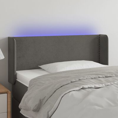 vidaXL Sänggavel LED mörkgrå 83x16x78/88 cm sammet