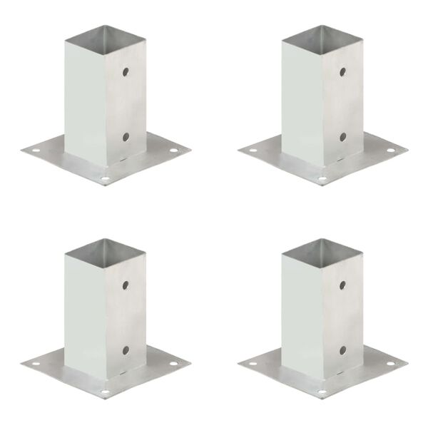 vidaXL Stolpfot 4 st galvaniserad metall 71 mm