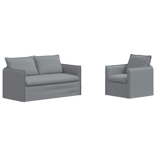 vidaXL Soffa 2 pcs Ljusgr&aring; 196 x 82 x 85 cm tyg