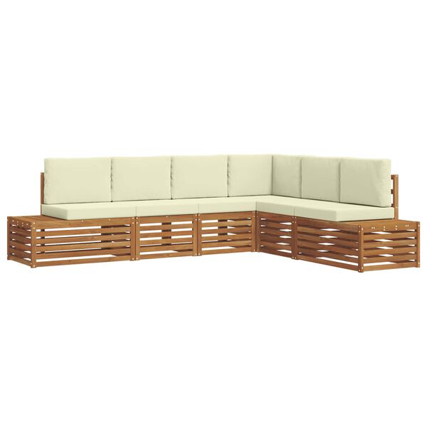 vidaXL Utomhussoffset med kudde 6 Stycke Naturlig och Gr&auml;dde