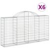 vidaXL Gabioner b&aring;gformade 6 st 200x30x100/120 cm galvaniserat j&auml;rn