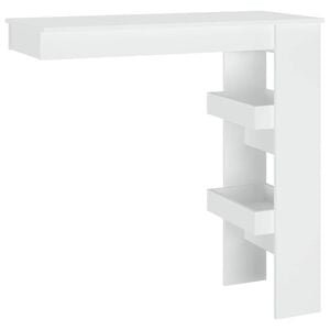 vidaXL Barbord v&auml;ggmonterat vit 102x45x103,5 cm konstruerat tr&auml;