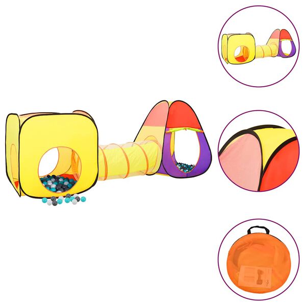 vidaXL Lektält med 250 bollar flerfärgat 255x80x100 cm