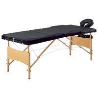 vidaXL Hopfällbar massagebänk 3 sektioner trä svart och lila