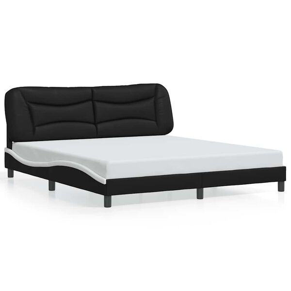 vidaXL Bed Frame without Mattress "Hvar" Black and White 180x200 cm Faux Leather