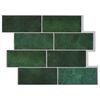 vidaXL Subwaytile 10 pcs M&ouml;rkgr&ouml;n 29 x 21 cm Polyuretan och PET