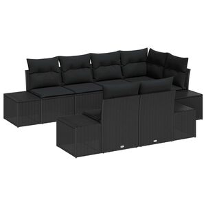 vidaXL Tr&auml;dg&aring;rdsoffset med kudde 7 pcs Svart konstrotting