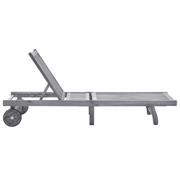 vidaXL Sols&auml;ng med dyna gr&aring; massivt akaciatr&auml;