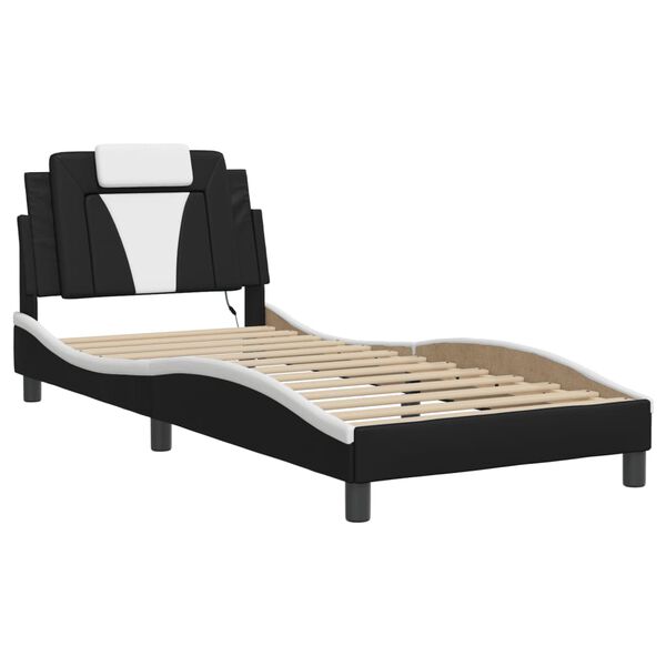 vidaXL Bed Frame "Viana" with LED without Mattress Black and White 90x190 cm