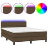 vidaXL Rams&auml;ng med madrass & LED m&ouml;rkbrun 140x200 cm tyg