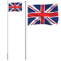 vidaXL Storbritanniens flagga och flaggstång 6,23 m aluminium