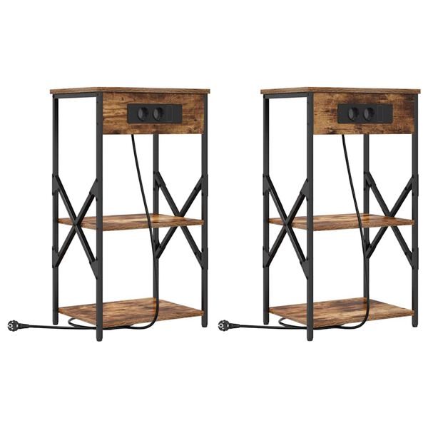 vidaXL Nattduksbord 2 pcs R&ouml;kt ek 41 x 31 x 76 cm Konstruerat tr&auml;